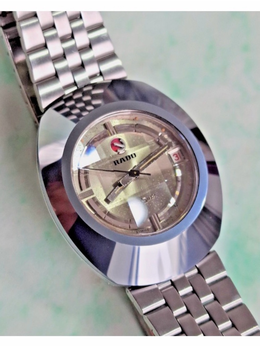 Rado Silver-Tone Watch with Red Accent